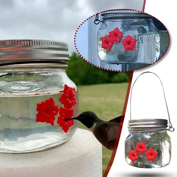 💗Mother's Day Gift -Beautiful Mason Jar Hummingbird Feeder w/Three Ports